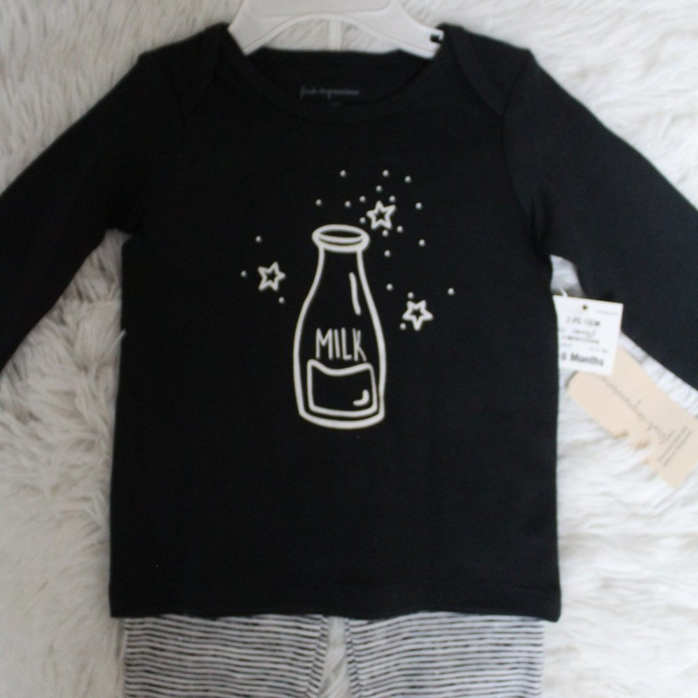 NWT FIRST IMPRESSIONS Milk Outfit, T-shirt with legging, INFANT 3-6M BABY BOY - Picture 3 of 8